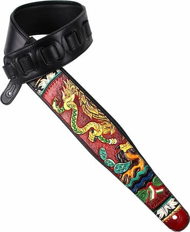 Leather Guitar Strap, 2.8 Inches Width Suede Guitar Strap for Bass,  Electric guitar and Acoustic Guitar (Brown Tribal)